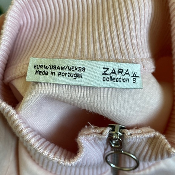 ZARA Zippered Turtleneck Collar Sleeveless Top • Light Baby Pink • M Medium - Picture 5 of 9